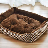 Vaskbar polstret plush hundeseng