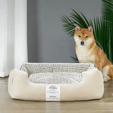 Vaskbar polstret plush hundeseng
