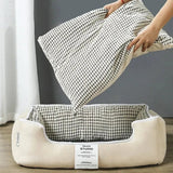 Vaskbar polstret plush hundeseng