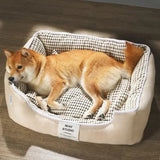 Vaskbar polstret plush hundeseng